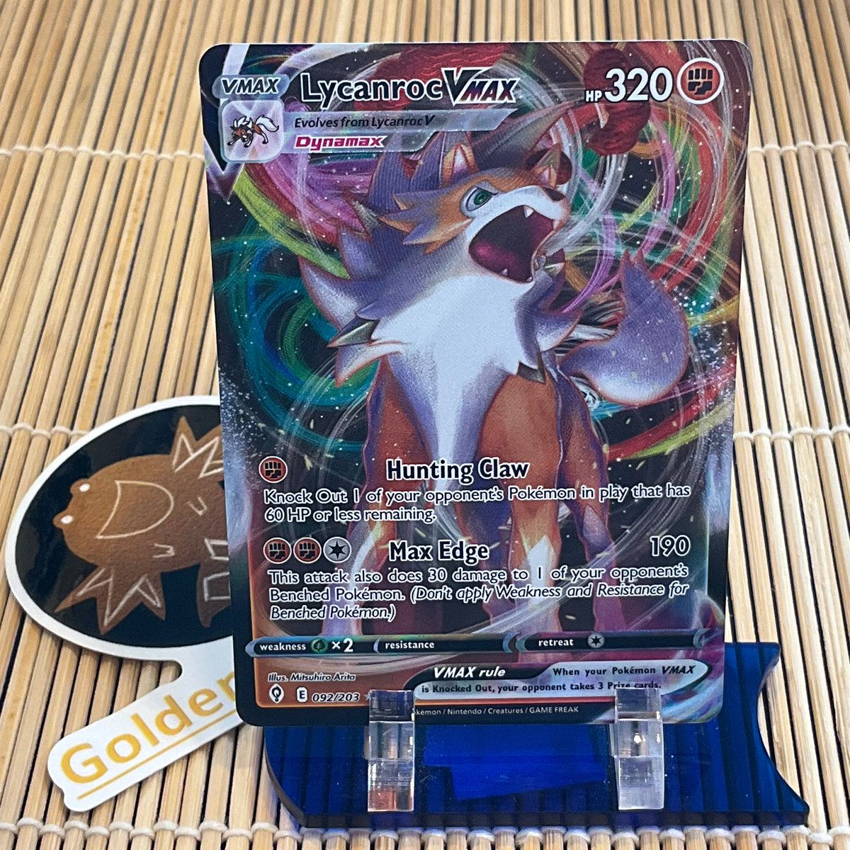 Lycanroc VMAX 092/203  Full Art Ultra Rare Pokemon Card From Evolving  Skies (Near Mint)