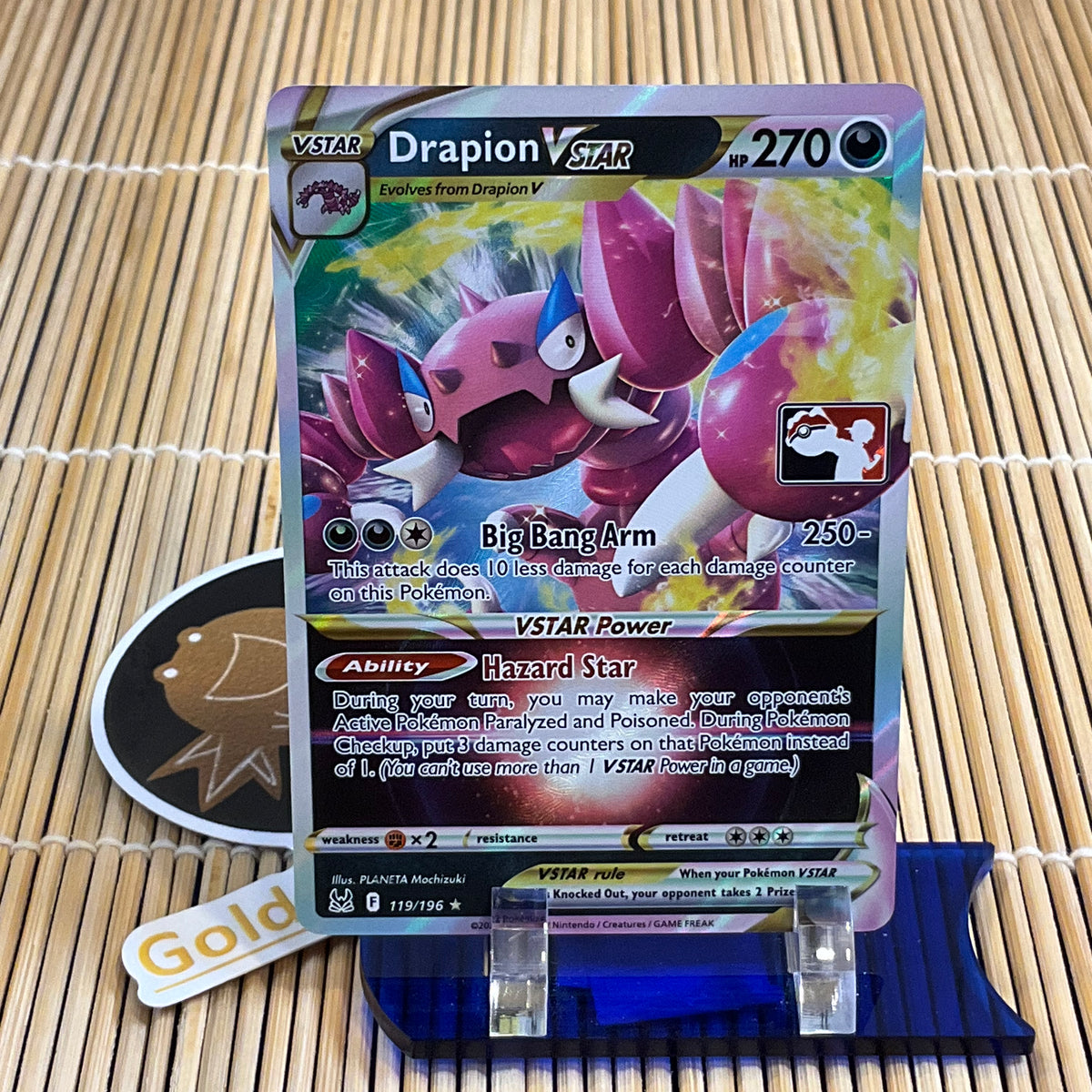 pokemon card drapion Drapion Vstar (119/196) (Pokemon League Stamp)