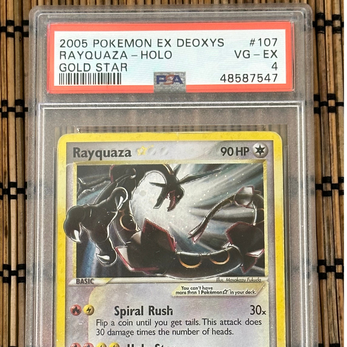 pokemon card rayquaza gold star Rayquaza Star 107/107 (PSA 4) – GoldenFishGames