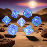 Dice Set (7 Pcs. Luminary Resin - Purple/White) (Glow in the Dark)