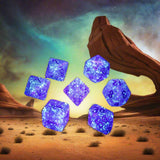 Dice Set (7 Pcs. Luminary Resin - Purple/White) (Glow in the Dark)