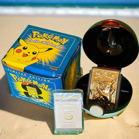 Vintage Pokémon Pikachu 23K Gold-Plated Card – Burger King Promo (1999) (Blue Box)