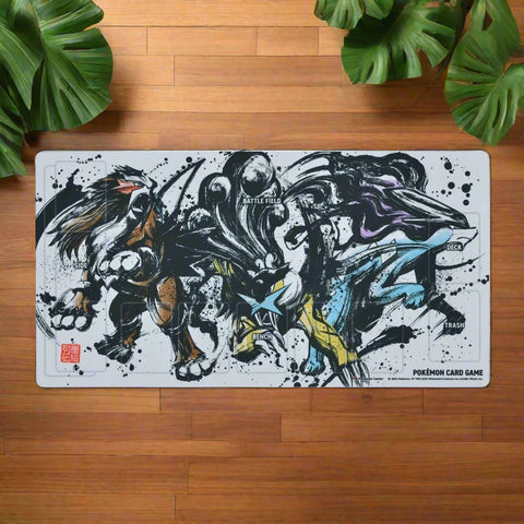 Pokemon Center Sumi-e Retsuden Entei, Suicune & Raikou Playmat (Japanese Style)