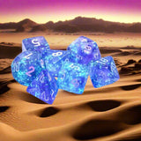 Dice Set (7 Pcs. Luminary Resin - Purple/White) (Glow in the Dark)