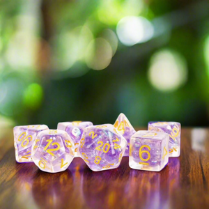 Dice Set (7 Pcs. Pearl Resin - Purple and Gold)