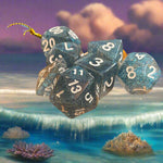 Ray's Dungeon Dice (7 Pcs. Sparkly Clear Seas with White Numbers)