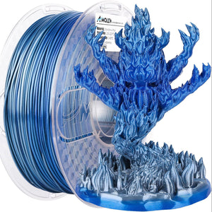 Amolen: PLA Silk Shiny Gradient 1.75mm, 1KG/2.2LB (Blue/Silver)
