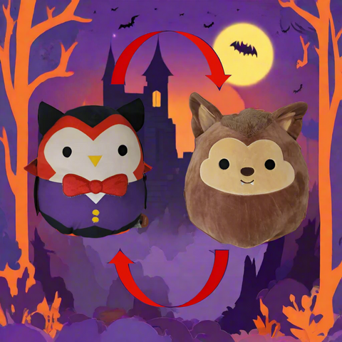 Squishmallow (12' Flip-A-Mallow Wade the Werewolf and Quill the Vampire)