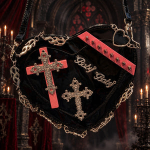 Gothic Vintage Cross Studded Crossbody Bag