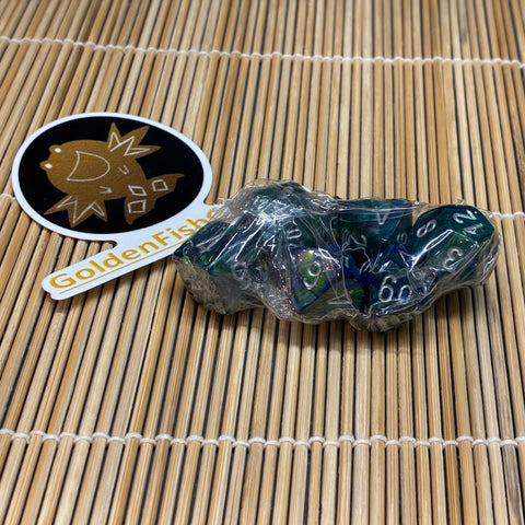 Dice Set (7 Pcs. Resin - Blue/Green Swirl)