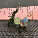 Glass Bead Green Cat Charm