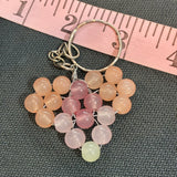Glass Bead Pink White Keychain