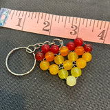 Glass Bead Red Orange Black Keychain