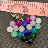 Glass Bead Blue Green White Keychain