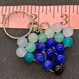 Glass Bead Blue Teal White Keychain