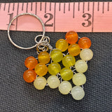Glass Bead Orange Yellow White Keychain