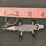 Glass Bead White Pink Fox Keychain