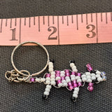 Glass Bead White Pink Lamb Keychain