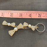 Glass Bead Pearl Bow Keychain