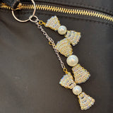 Glass Bead Pearl Bow Keychain