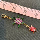 Glass Bead Pink Green Turtle Charm