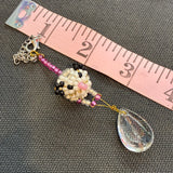 Glass Bead White Pink Possum Charm