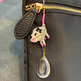 Glass Bead White Pink Possum Charm