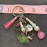 Turquoise Pink Beach Bead Keychain