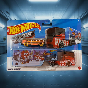 Hot Wheels (Pencil Pusher - Super Rigs) (Functional Pencil Sharpener) (Blue/Silver)