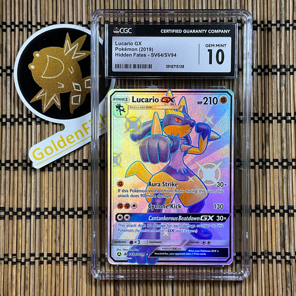 Pokemon Card : PSA 10 Gem Mint Shiny Lucario GX SV64/SV94 Hidden Fates