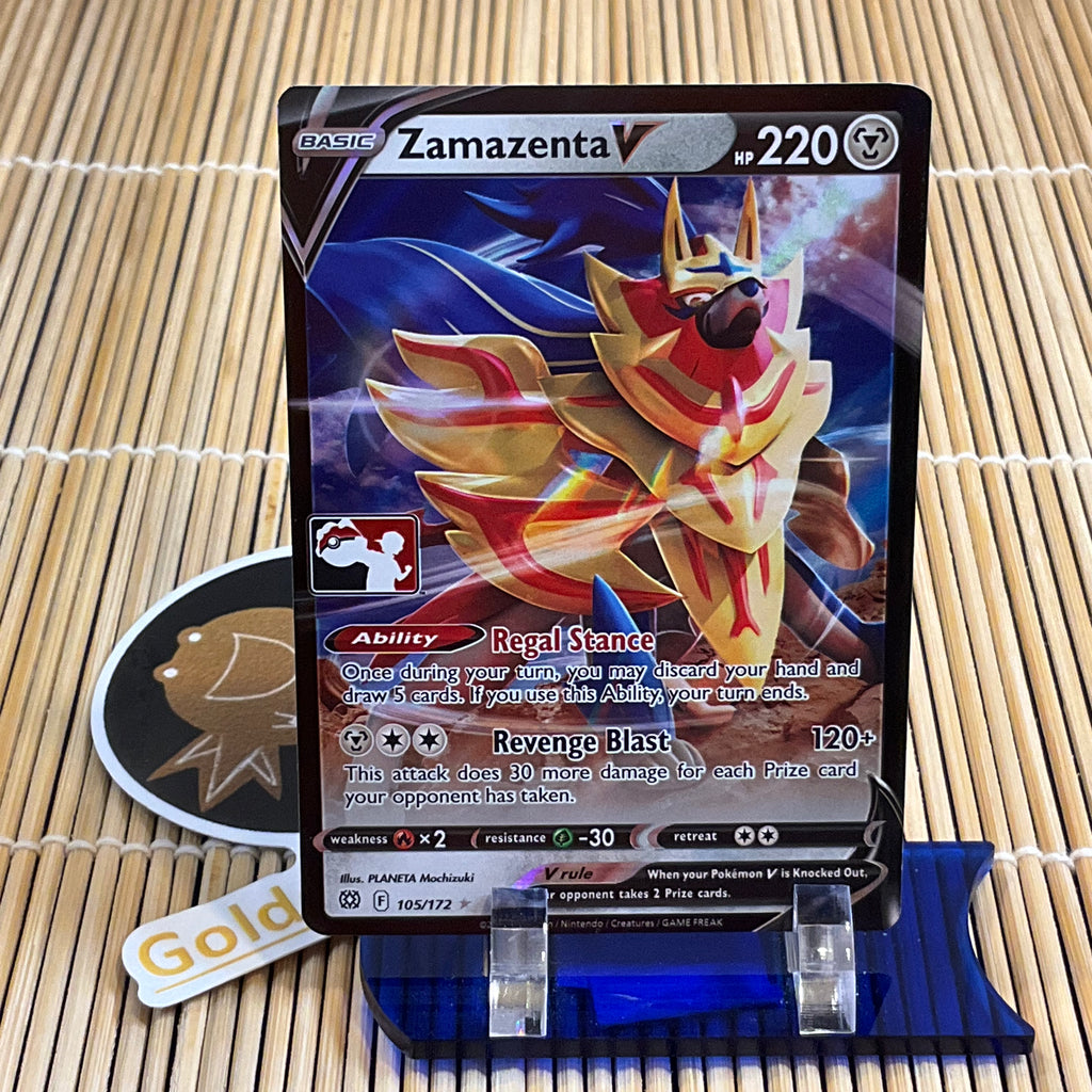 Zamazenta V (105/172) (Pokemon League Stamp) GoldenFishGames Zamazenta V (105/172) (Pokemon League Stamp) GoldenFishGames