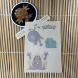 Pokémon Vintage Temporary Tattoo Sheet 18/20 – Merlin Collections (Bulbasaur, Taurus, Jinx)