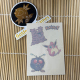 Pokémon Vintage Temporary Tattoo Sheet 11/20 – Merlin Collections (Grimer, Wigglytuff, Venonat)