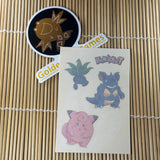 Pokémon Vintage Temporary Tattoo Sheet 20/20 – Merlin Collections (Oddish, Nidoqueen, Clefairy)