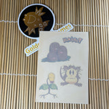 Pokémon Vintage Temporary Tattoo Sheet 2/20 – Merlin Collections (Dugtrio, Raticate, Bellsprout)