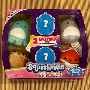 Squishmallows: Squishville 6-Pack Set with 2 Mystery Minis! (Sealife Squad)