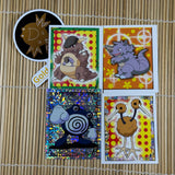1999 Pokemon Merlin Stickers Poliwhirl Special Glitter Holo S12 (Set of 4)