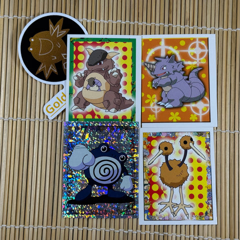 1999 Pokemon Merlin Stickers Poliwhirl Special Glitter Holo S12 (Set of 4)