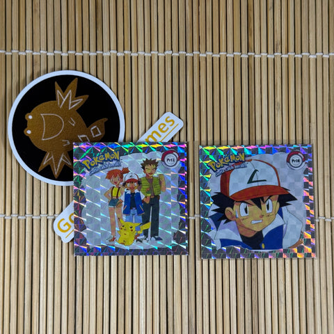 Ash and Friends PR12 & PR18 Pokemon Artbox Sticker Prizm Series 1 1999