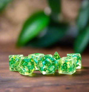 Dice Set (7 Pcs. Pearl Resin - Seal Foam Green/White)