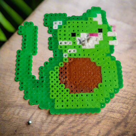 Avocado Cat Perler Bead Magnet