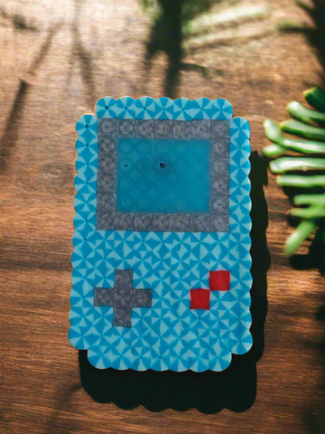 Blue Gameboy Perler Bead Magnet