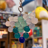 Glass Bead Aqua Blue White Charm