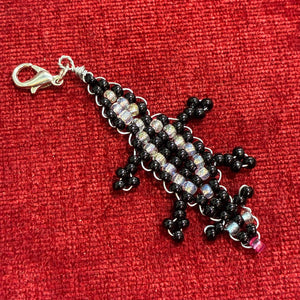 Glass Bead Black Silver Skunk Charm