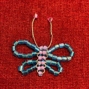 Glass Bead Blue Pink Butterfly Charm