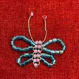 Glass Bead Blue Pink Butterfly Charm