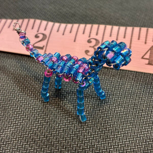 Glass Bead Blue Pink Dinosaur Charm