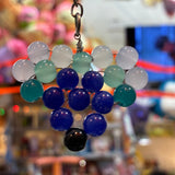 Glass Bead Blue Teal White Charm