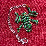 Glass Bead Green Gecko Keychain