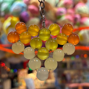 Glass Bead Orange Yellow White Keychain